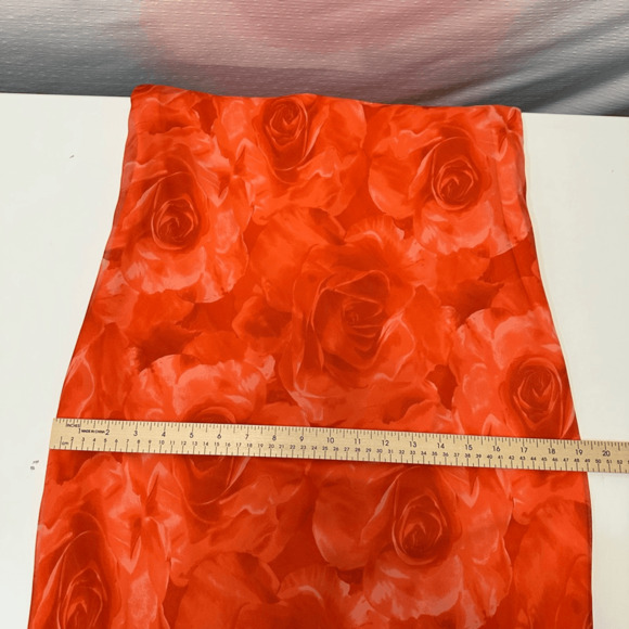 Vintage 90s Y2K Chiffon Dress Size S Floral Orange Knee Length Prom Bodycone - Picture 8 of 12